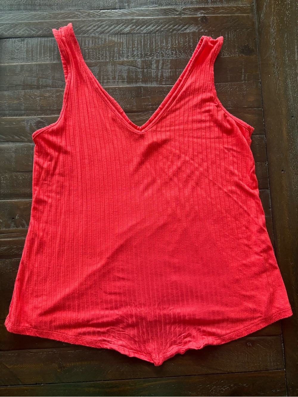 Mudd Ribbed V-Neck Tank Top Size Small Coral Red